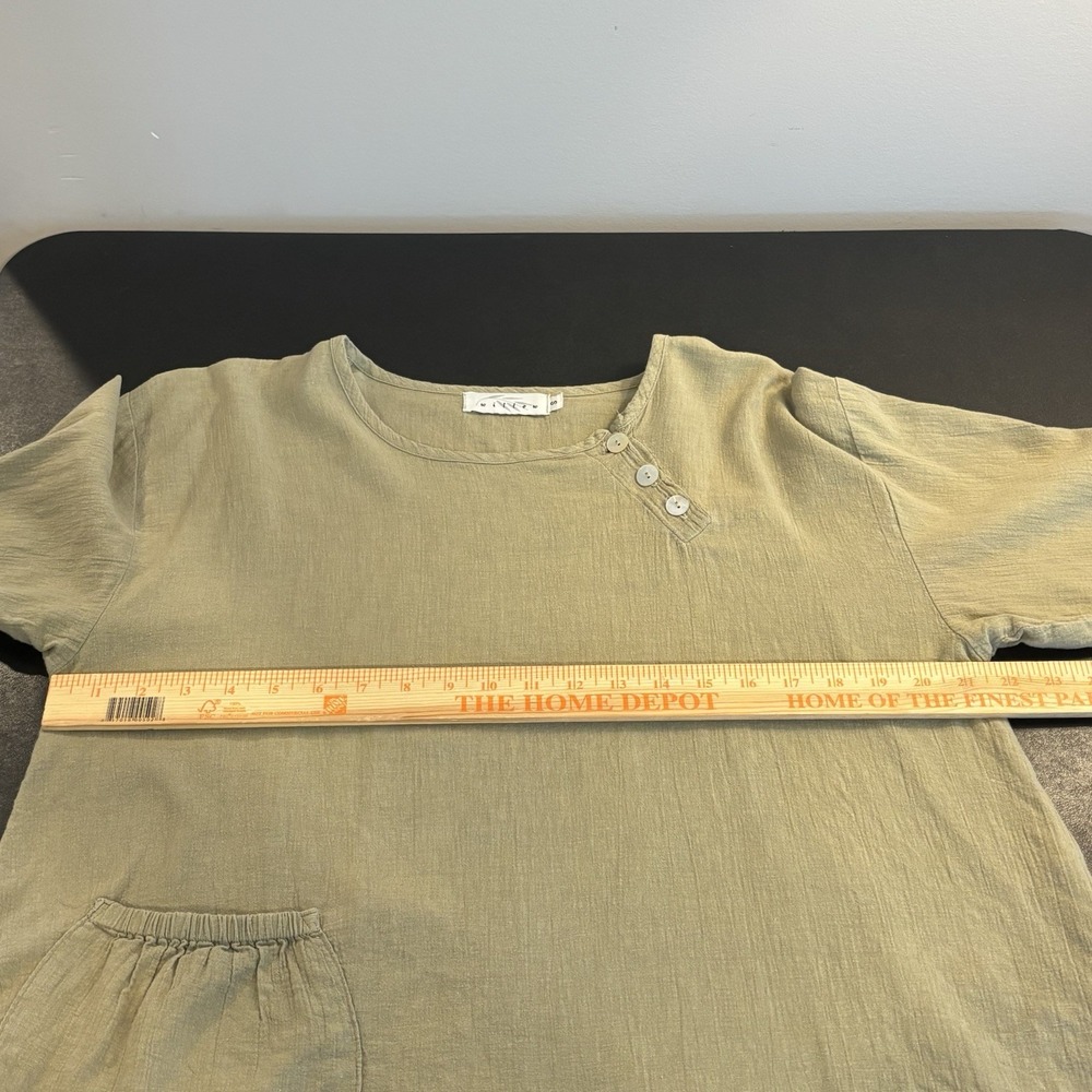 Willow‎ 100% Linen Womens Sage Green Lagenlook Top SM Boho Artsy Relaxed Fit - Picture 6 of 8
